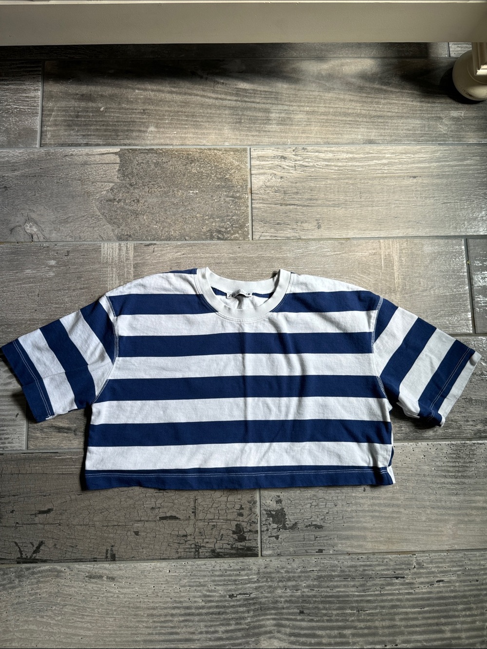 Zara Striped Cotton Crop Tee